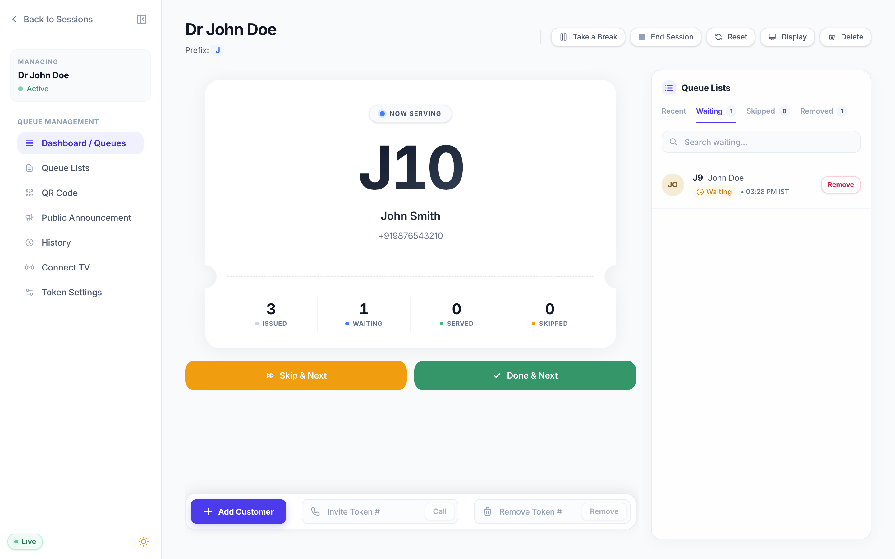 Q4Queue Real-time Staff Operations Dashboard